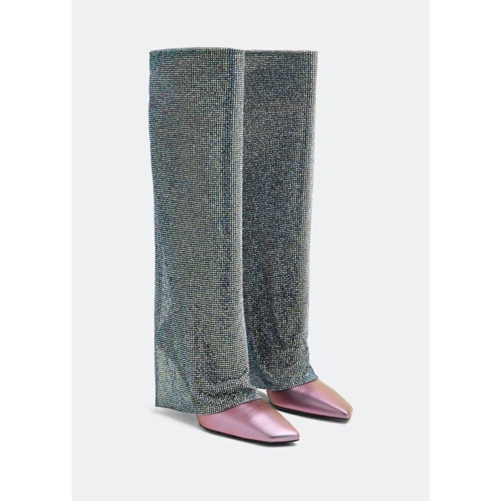 Benedetta Bruzziches Pink Christine 90 Crystal Embellished Boots Size IT 39 US 9